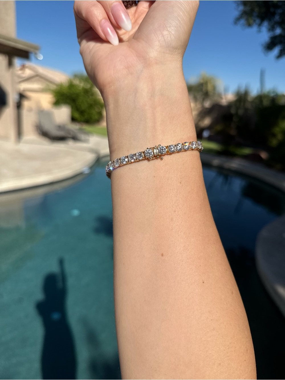 Stunning 16.12 carat tennis bracelet with lab diamonds, 5mm stones 14 kt gold - Picture 6 of 16